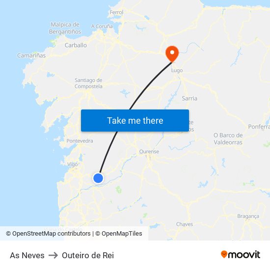 As Neves to Outeiro de Rei map