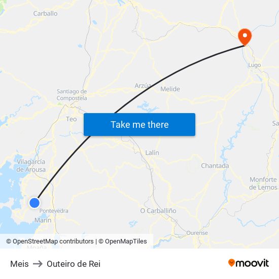 Meis to Outeiro de Rei map