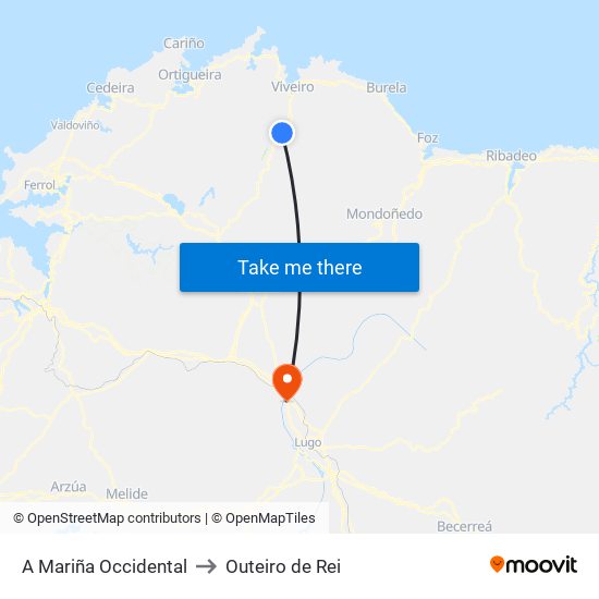 A Mariña Occidental to Outeiro de Rei map