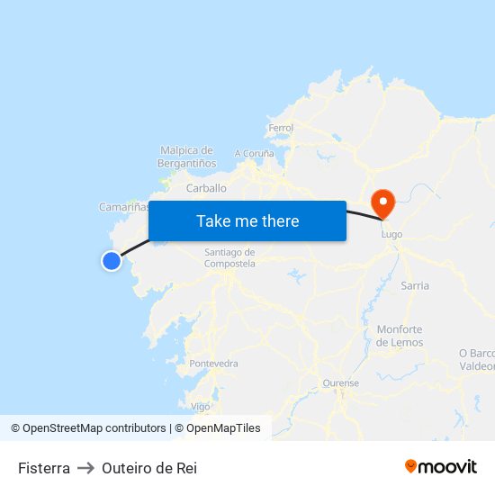 Fisterra to Outeiro de Rei map
