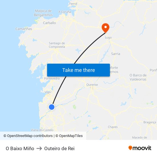 O Baixo Miño to Outeiro de Rei map