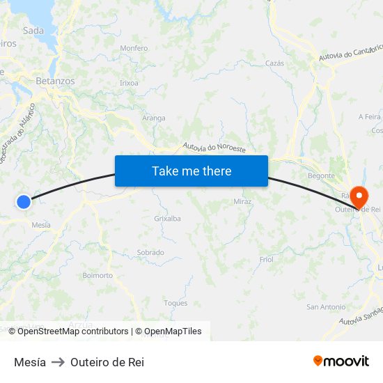 Mesía to Outeiro de Rei map