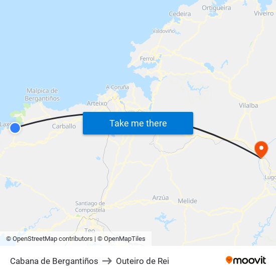 Cabana de Bergantiños to Outeiro de Rei map