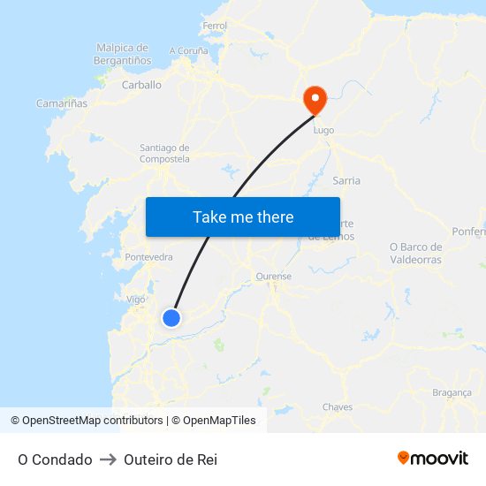 O Condado to Outeiro de Rei map