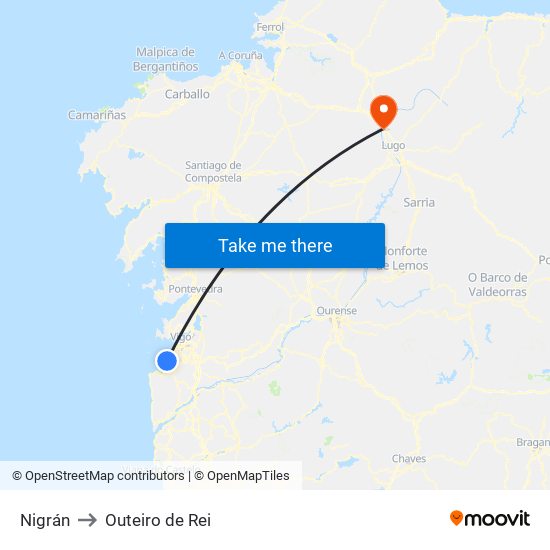 Nigrán to Outeiro de Rei map