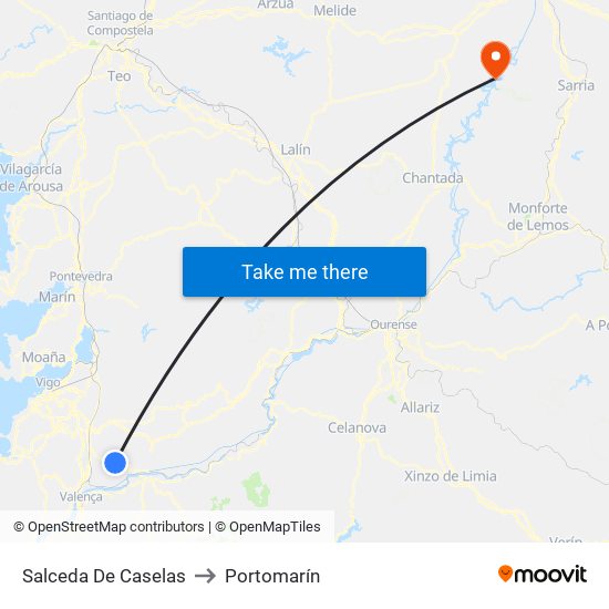 Salceda De Caselas to Portomarín map