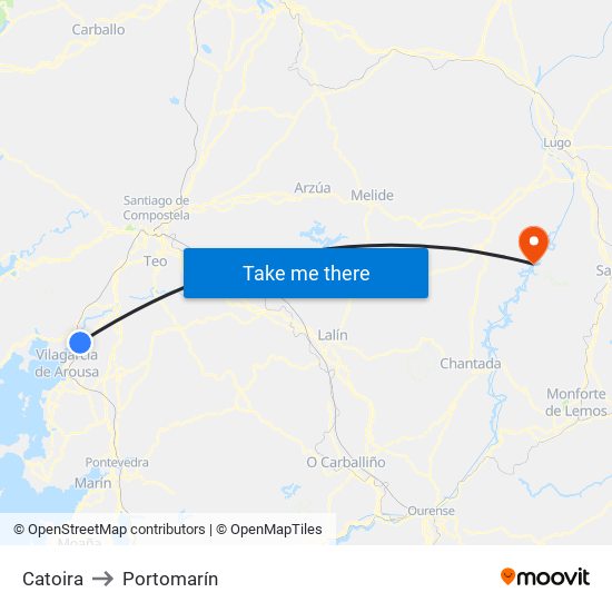 Catoira to Portomarín map