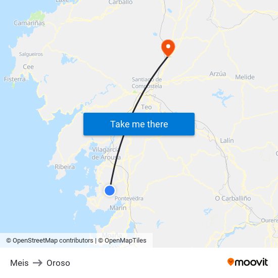 Meis to Oroso map