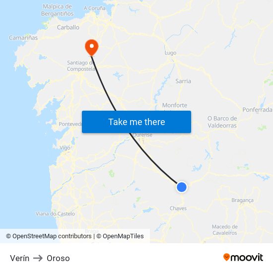 Verín to Oroso map