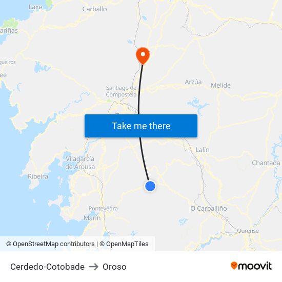 Cerdedo-Cotobade to Oroso map