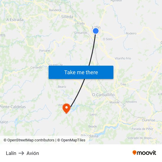 Lalín to Avión map