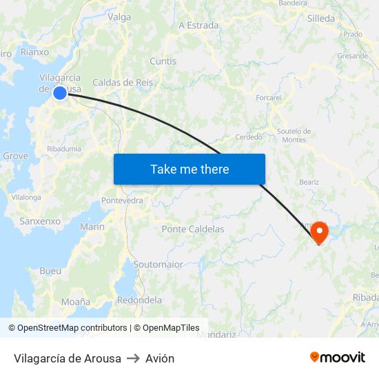 Vilagarcía de Arousa to Avión map