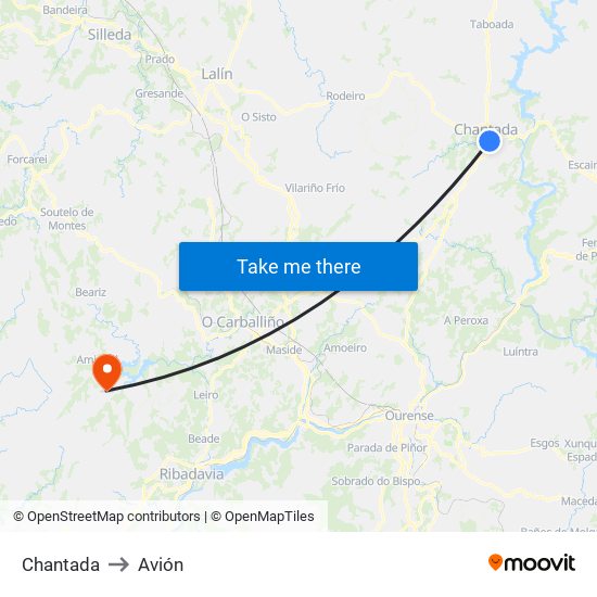 Chantada to Avión map