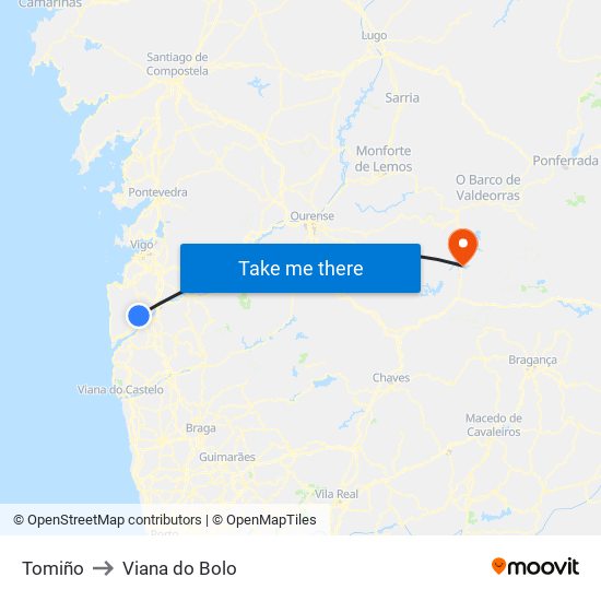 Tomiño to Viana do Bolo map