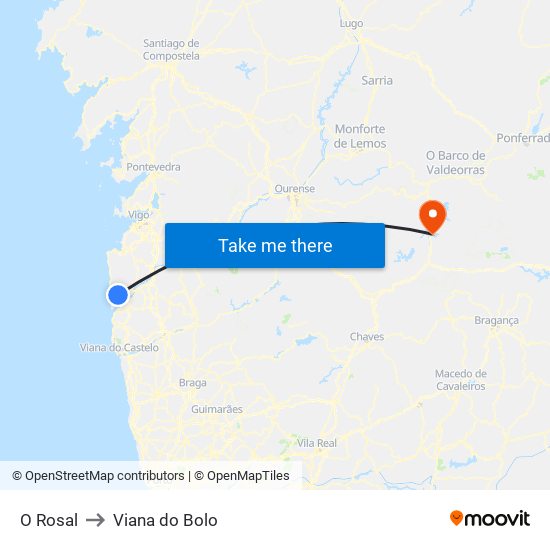 O Rosal to Viana do Bolo map