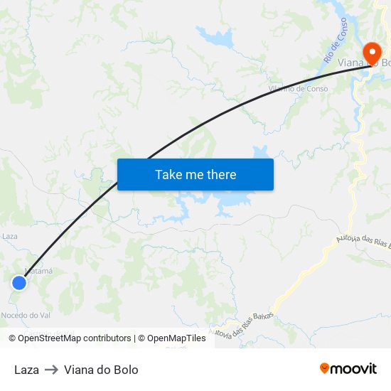 Laza to Viana do Bolo map