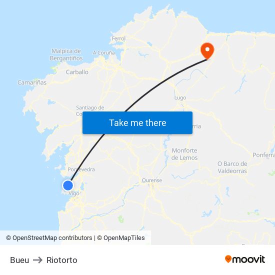 Bueu to Riotorto map