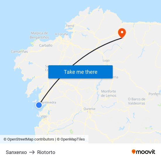 Sanxenxo to Riotorto map