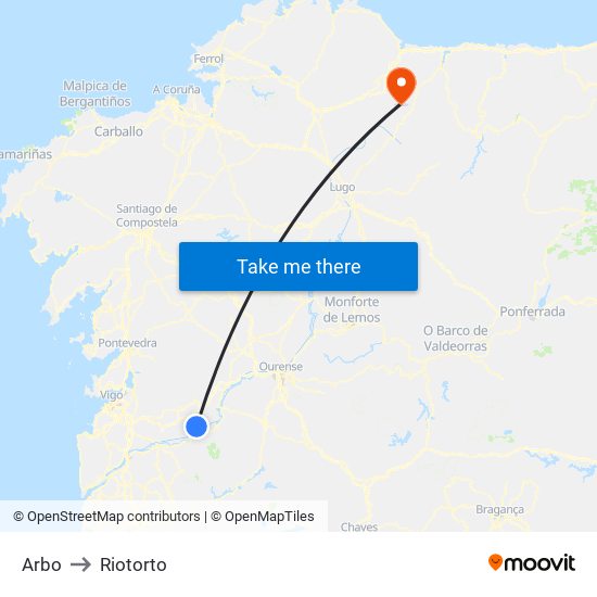 Arbo to Riotorto map