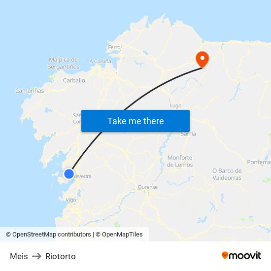 Meis to Riotorto map