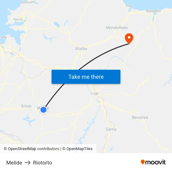 Melide to Riotorto map