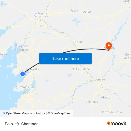 Poio to Chantada map