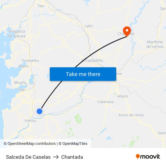 Salceda De Caselas to Chantada map