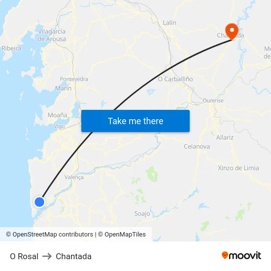 O Rosal to Chantada map