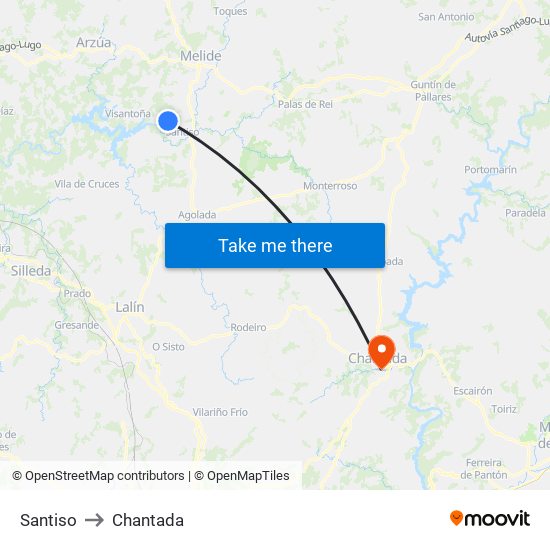 Santiso to Chantada map