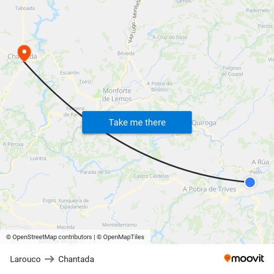 Larouco to Chantada map