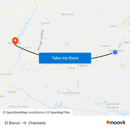 El Bierzo to Chantada map