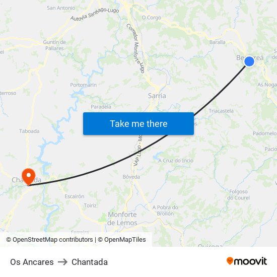 Os Ancares to Chantada map