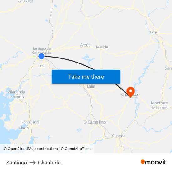 Santiago to Chantada map