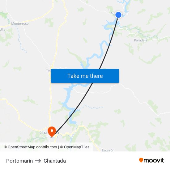 Portomarín to Chantada map