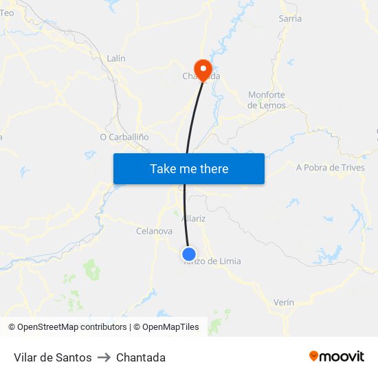 Vilar de Santos to Chantada map