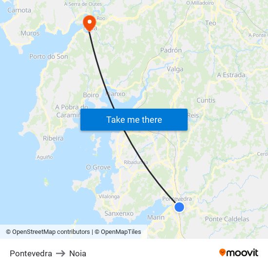 Pontevedra to Noia map