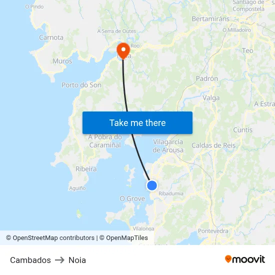 Cambados to Noia map