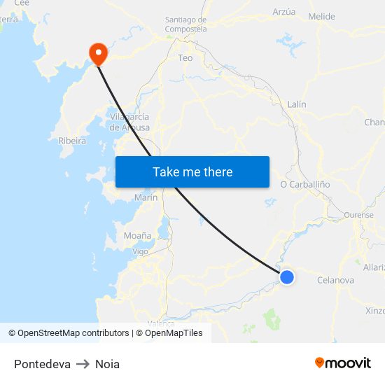 Pontedeva to Noia map