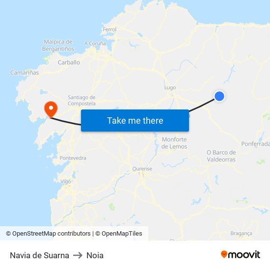 Navia de Suarna to Noia map