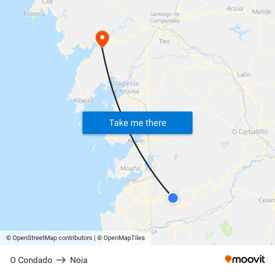 O Condado to Noia map