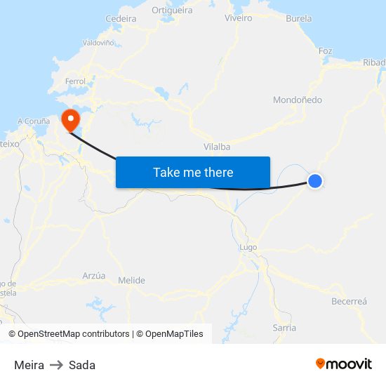 Meira to Sada map