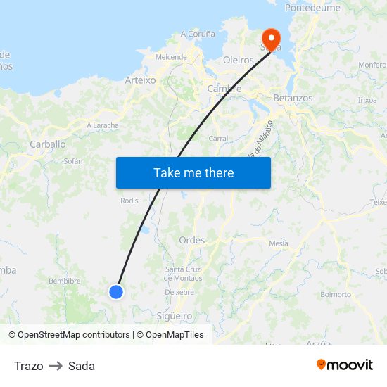 Trazo to Sada map