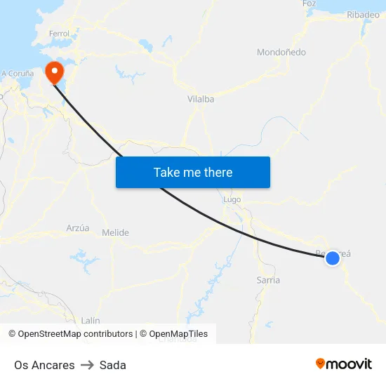 Os Ancares to Sada map