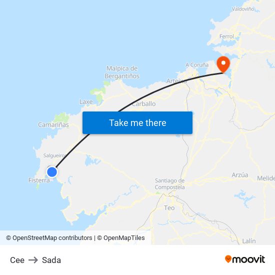 Cee to Sada map