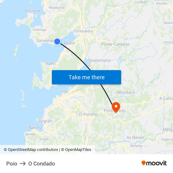 Poio to O Condado map