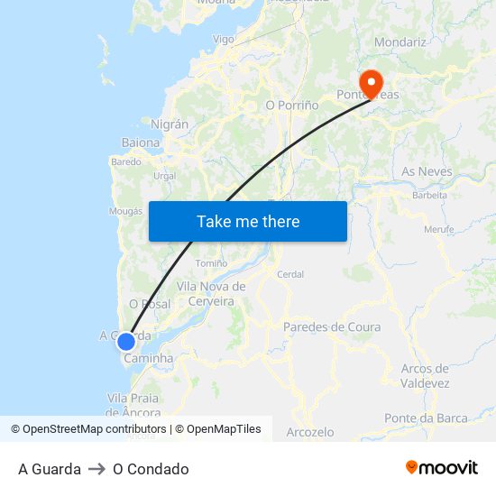 A Guarda to O Condado map