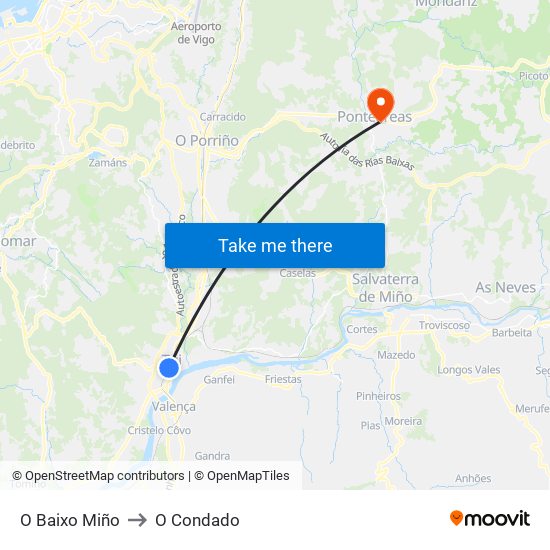 O Baixo Miño to O Condado map
