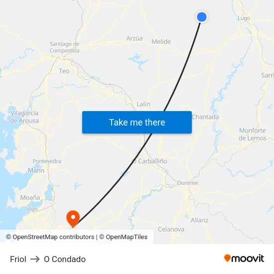 Friol to O Condado map