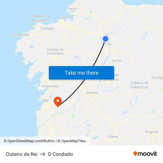 Outeiro de Rei to O Condado map