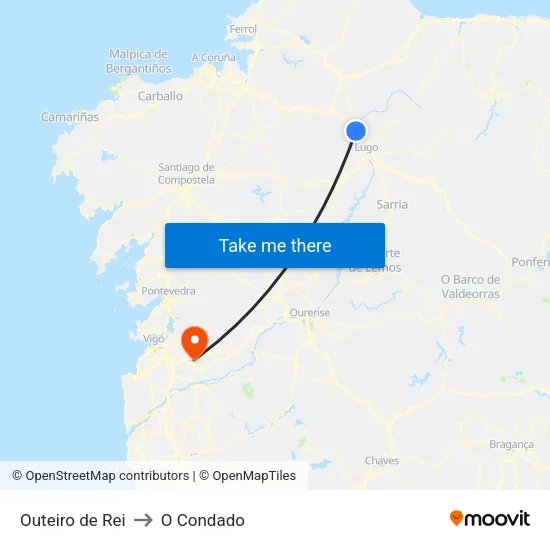 Outeiro de Rei to O Condado map